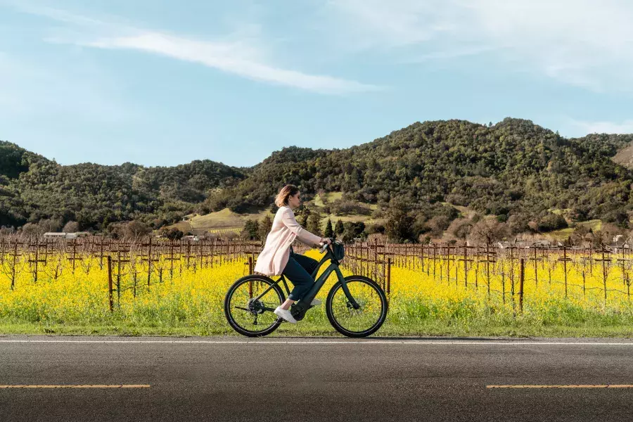 woman riding bike in Napa