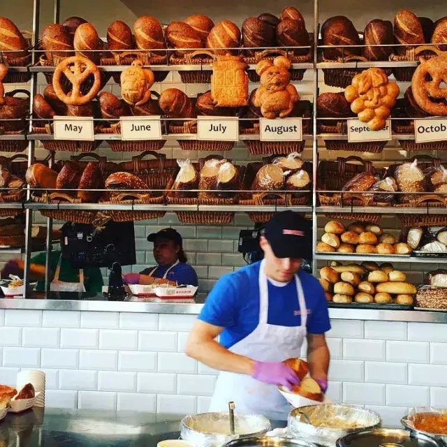 Bakers make sourdough bread at Boudin Bakery in San Francisco.