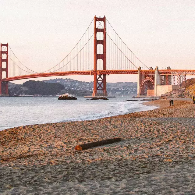 San Francisco's Baker Beach is pictured with the Golden Gate Bridge in the background