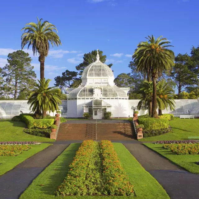 Exterior view of the San Francisco Conservatory of Flowers.