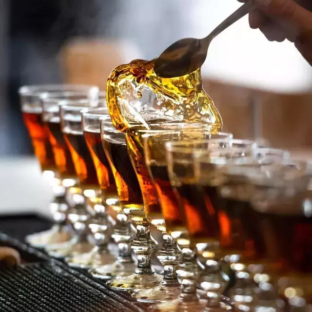 A row of Irish coffees served at The Buena Vista Cafe.